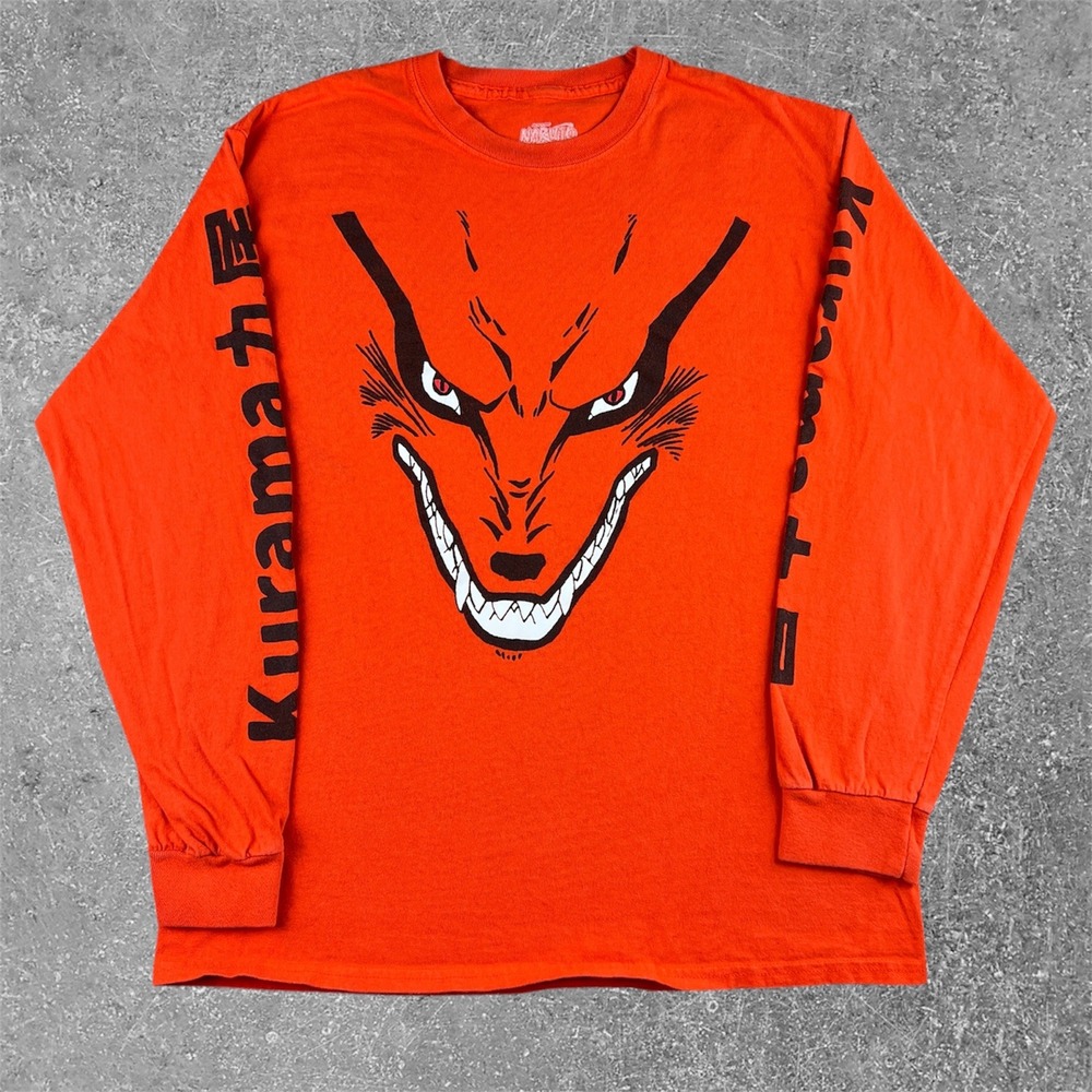 Ripple Junction Naruto Shippuden 20th Anniversary Kurama‎ LS Shirt Mens M Orange